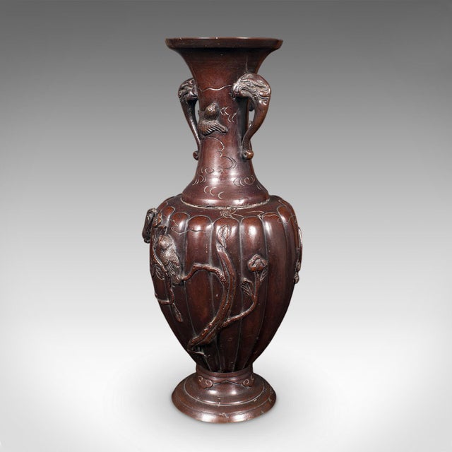 Late 19th Century Pair of Antique Stem Vases, Japanese, Bronze, Meiji Era, Baluster Urn, Victorian For Sale - Image 5 of 12