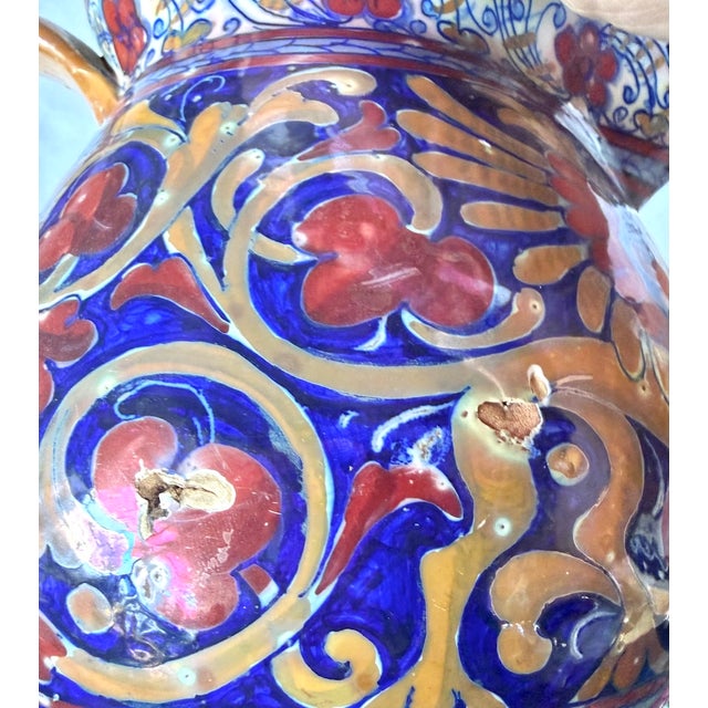 Vintage Handpainted Etruscan Style Gryphon & Soldier Pitcher For Sale - Image 13 of 14