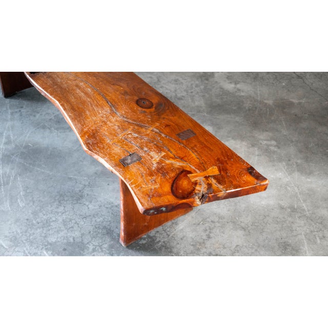 1970s Mid-Century Modern Live Edge Solid Wood Bench For Sale - Image 10 of 18