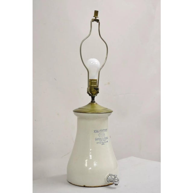 Antique Gordley & Hayes Salt Glazed Stoneware Lemonade Dispenser Table Lamp. Circa Late 19th Century. Measurements: 27" H...