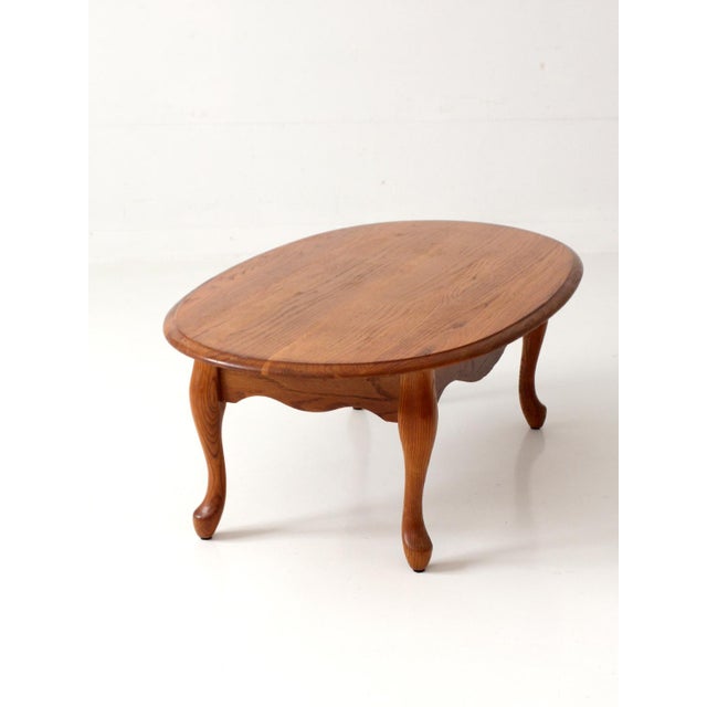 Vintage Oak Oval French Provincial Coffee Table For Sale - Image 10 of 17