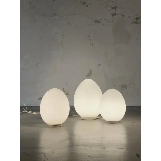 White Space Age Glass Egg Table Lamps from Vianne, France, 1970s, Set of 3 For Sale - Image 8 of 12
