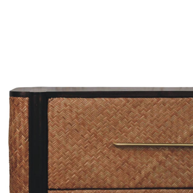 2020s Mocha Mango Wood Rattan 3-Drawer Chest – Transitional Design For Sale - Image 5 of 8