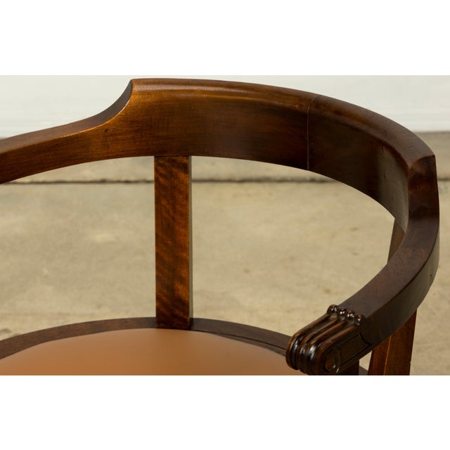 Brown Late 19th Century French Empire Style Mahogany Barrel Back Desk Chair For Sale - Image 8 of 18