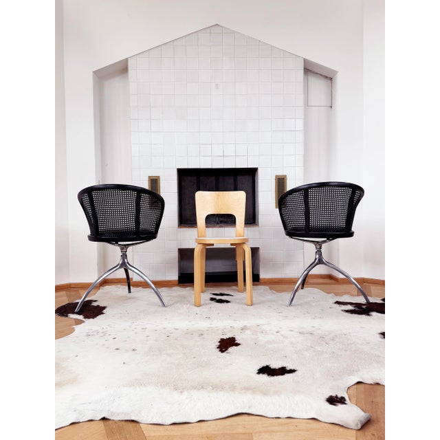 1990s Set of 4 Paolo Rizzatto Alias 901 Young Lady Chairs Black Seat & Cane, Aluminum For Sale - Image 10 of 18