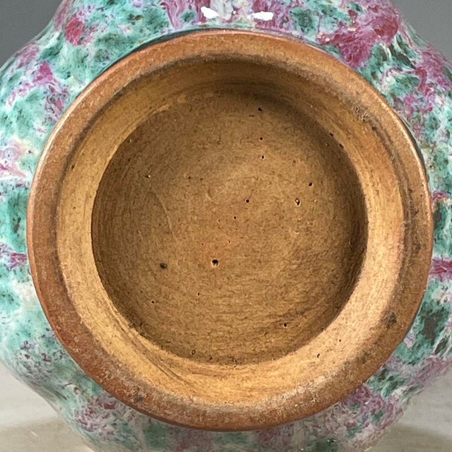 Green Vintage Chinese Jun-Style Flambe Glazed Faceted Vase For Sale - Image 8 of 8