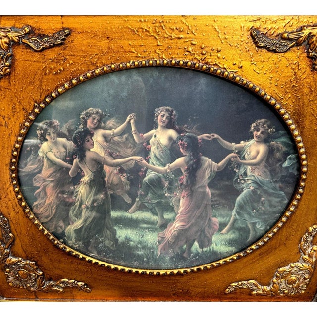 Large Vintage Ornate Gilt Framed Victorian Print - Dance of the Fairies 33' x 29" Beautiful and ornate Victorian style...