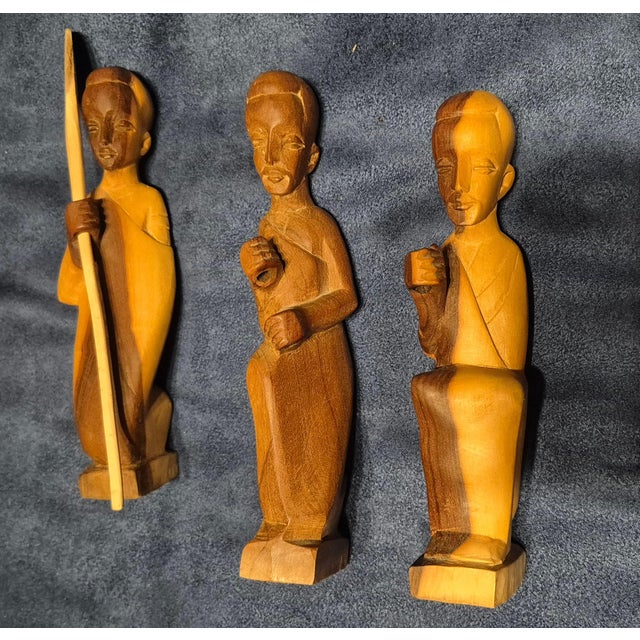 African Set of 3, Mid 20th Century African Primitive Wood Carvings For Sale - Image 3 of 8