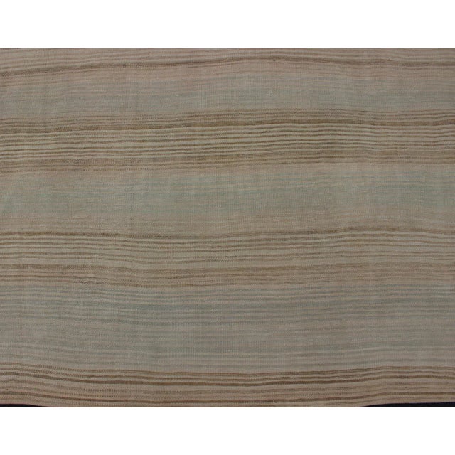 Taupe Vintage Turkish Flat-Weave Muted Colored Kilim in Taupe, Brown and Light Blue For Sale - Image 8 of 13