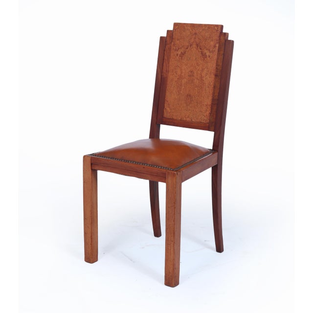 Art Deco French Dining Chairs in Amboyna, 1930, Set of 6, in Very Good conditions. Designed 1920 to 1949