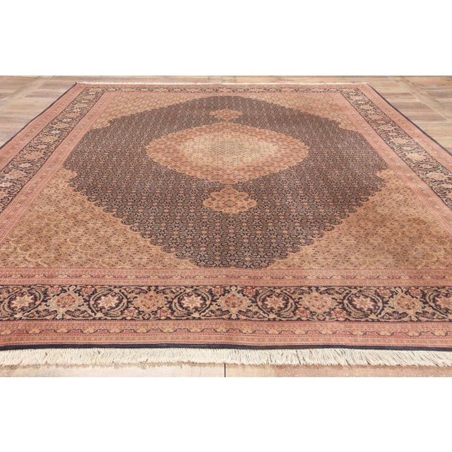 Navy Blue Mid 20th Century Vintage Persian Mahi Tabriz Rug - 06'08 X 10'00 For Sale - Image 8 of 9