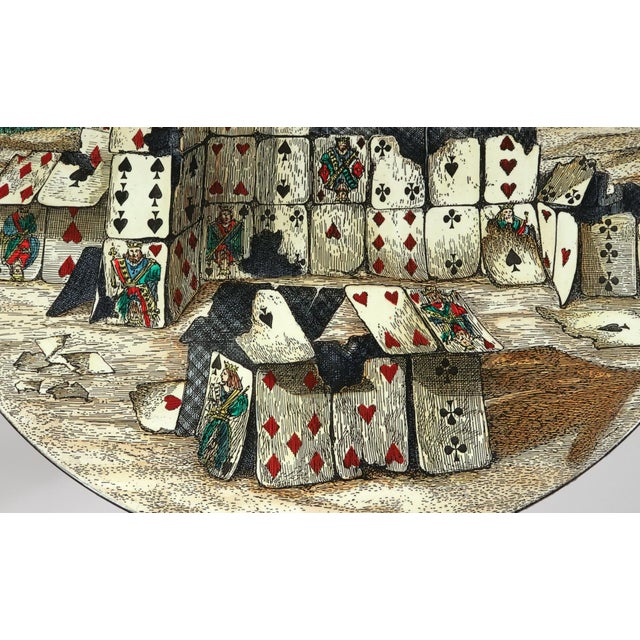 Fornasetti ‘Città Di Carte’ House of Cards Side Table the Top Dated 1990, Numbered 4/6 Atelier Fornasetti, Milan, After a Design by Piero Fornasetti For Sale - Image 9 of 16