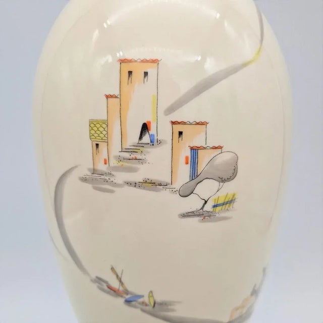 1950s Large Hand-Painted Porcelain Vase from Lindner, 1950s For Sale - Image 5 of 7