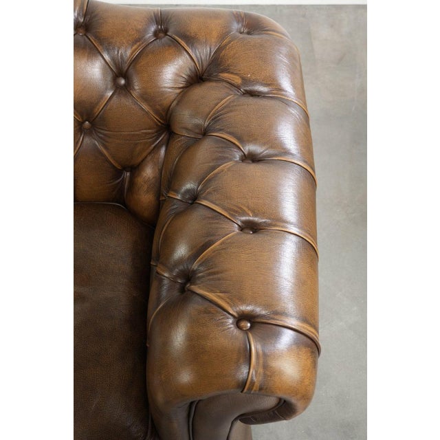 Brown English Cowhide Chesterfield 2-Seater Sofa For Sale - Image 8 of 14