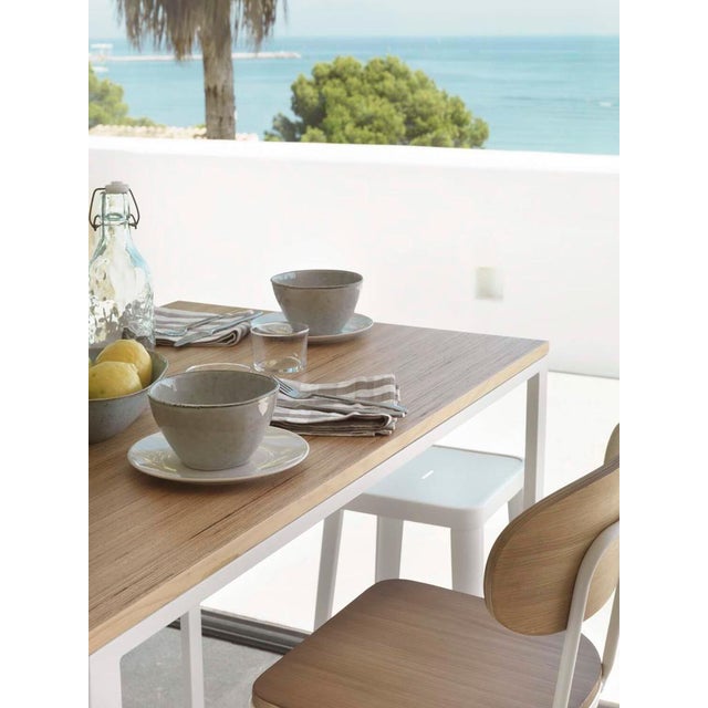 Cream New Industrial Wrought Iron Shop Stool With Wooden Seat and Back For Sale - Image 8 of 11