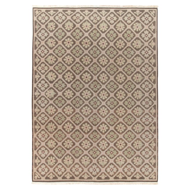 Vintage French Country Style Rug in Beige-Brown, Pink, Green Floral Pattern For Sale In New York - Image 6 of 6