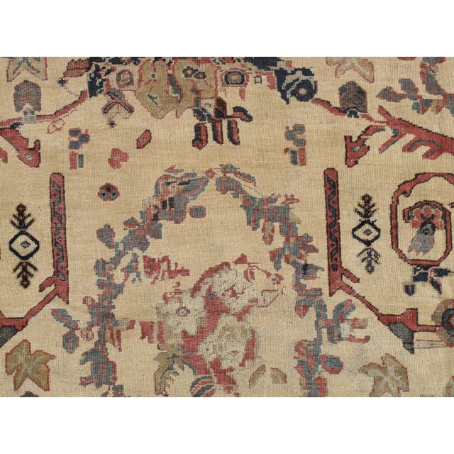 Antique Persian Sultanabad Carpet Handmade Oriental Rug, Ivory, Gold, Green Blue For Sale - Image 15 of 18