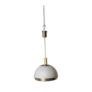 Brass-Plated Aluminum Chandelier with Diamond-Shaped Glass Lampshade by Pia Guidetti Crippa for Lumi, 1970s For Sale