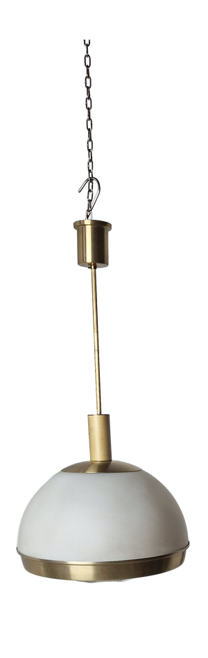 Brass-Plated Aluminum Chandelier with Diamond-Shaped Glass Lampshade by Pia Guidetti Crippa for Lumi, 1970s