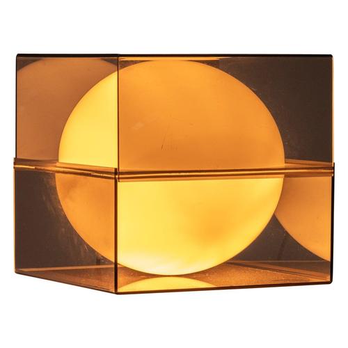 White Cubic Table Lamp in Smoked Glass with White Diffuser, Italy, 1970s For Sale - Image 8 of 8