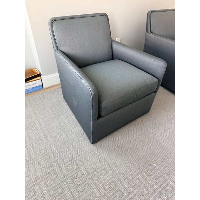 Pair of Gray Lee Industries Swivel Chairs For Sale - Image 13 of 15