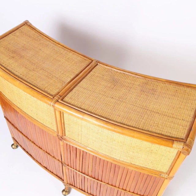 Bamboo and Grasscloth Bar For Sale - Image 4 of 11