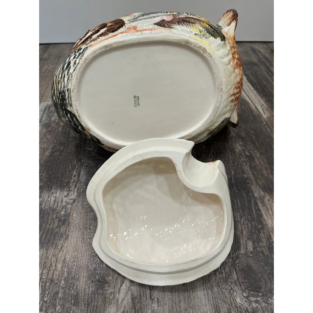 1980s Handpainted Ceramic Turkey Soup Tureen With Lid For Sale - Image 9 of 9