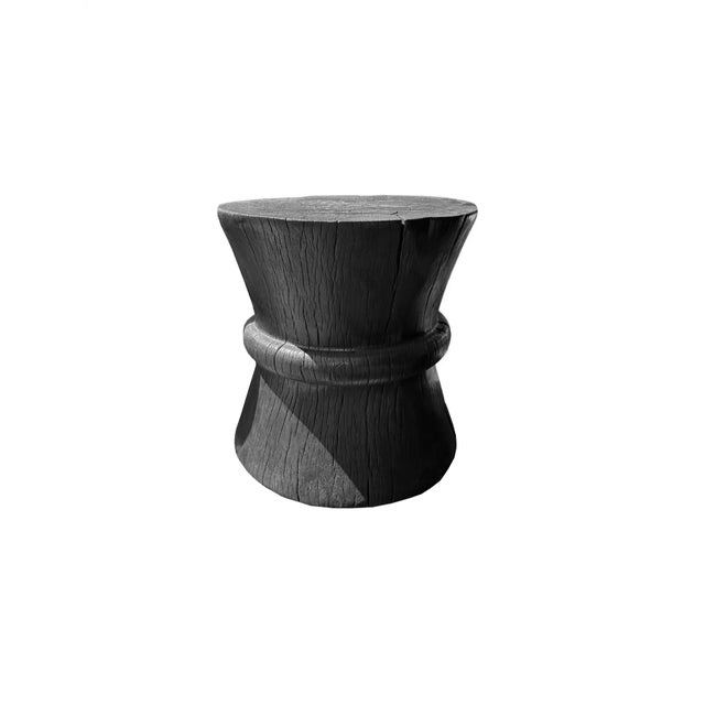 Contemporary Sculptural Solid Tamarind Wood Table, Modern Organic, Burnt Finish For Sale - Image 3 of 5