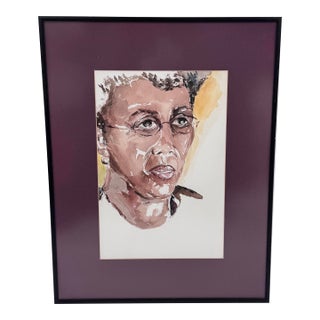 Vintage Original Watercolor Woman Portrait Study For Sale