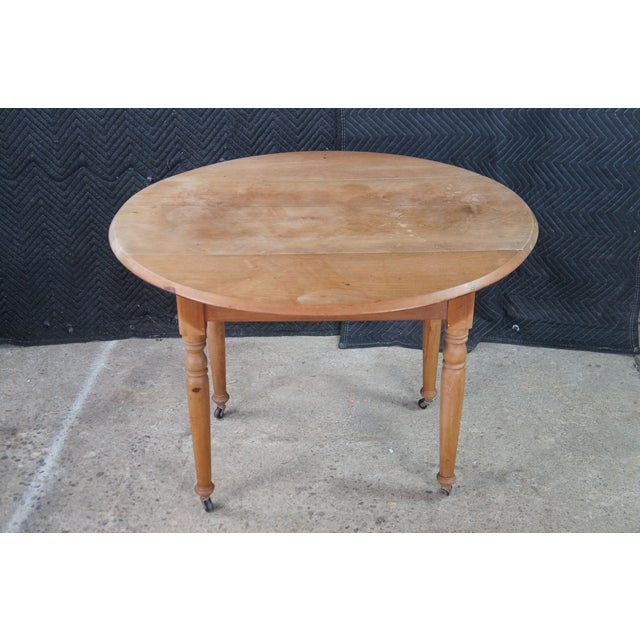 Antique American Country Farmhouse Pine Drop Leaf Dining Breakfast Table Console For Sale - Image 10 of 11