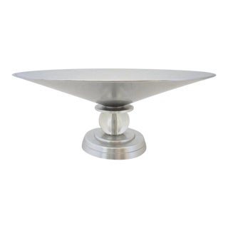 Art Deco 1934 Kensington for Lurelle Guild "Stratford" Compote in Aluminum and Glass For Sale