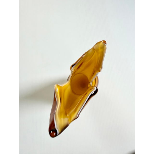 Mid 20th Century Mid 20th Century Empoli Art Glass Swung Vase Honey Amber, Cristalleria Fratelli Betti For Sale - Image 5 of 12