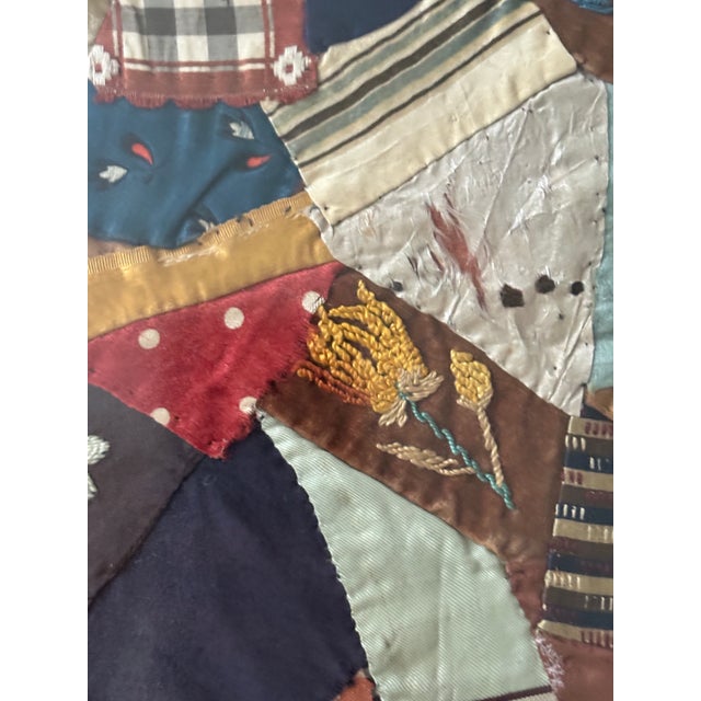 Antique Crazy Quilt Panel For Sale - Image 4 of 10