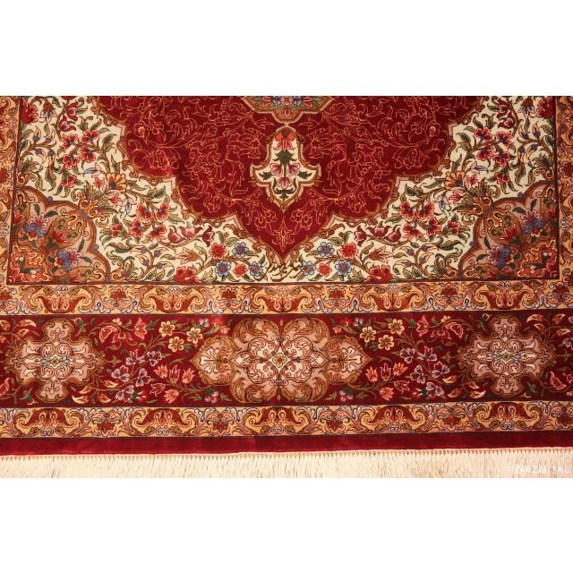1950s Nazmiyal Collection 1950s Floral Vintage Persian Silk Qum Rug For Sale - Image 5 of 6