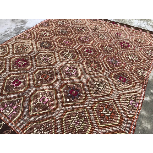 Art Deco 1960s Vintage Turkish Handwoven Rug - 7′4″ × 9′4″ For Sale - Image 3 of 10