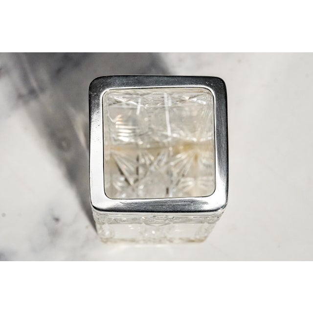 Silver Elegant Edwardian Style Vintage Cut Crystal Rectangular Vase With Sterling Silver Luxury Home Decor For Sale - Image 8 of 12