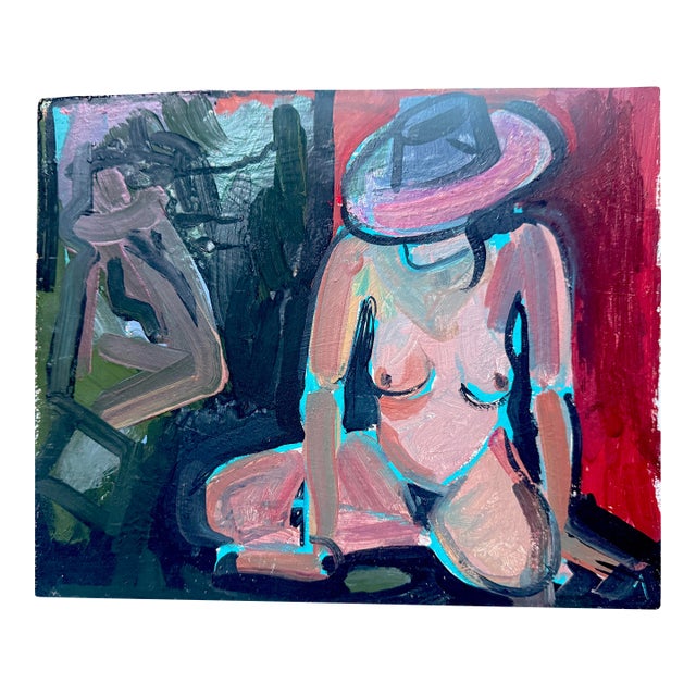 Figure Study Painting on Panel Hartman For Sale