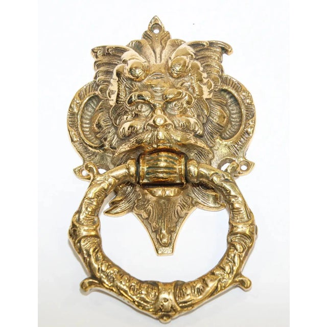 Vintage Solid Brass Italian Gothic Devil Door Knocker For Sale - Image 4 of 11