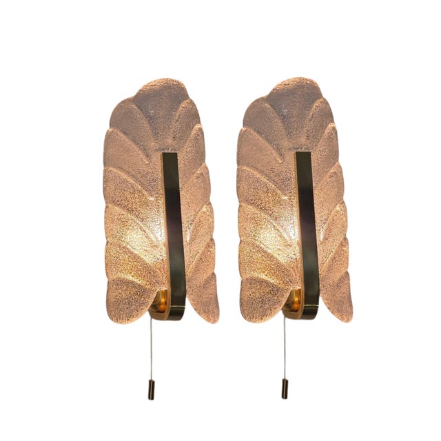 Wall Lights Acanthus Leaf by Orrefors and JBS Fagerlund and Carl Fagerlund, Sweden, 1960s, Set of 2 For Sale - Image 16 of 16