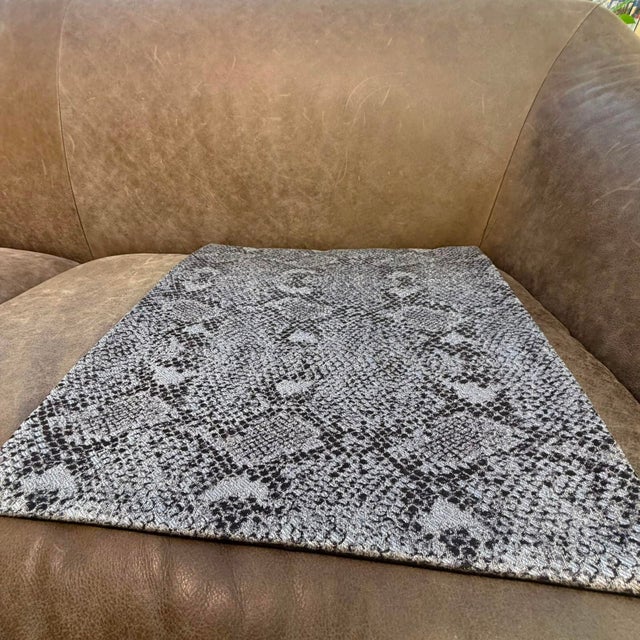 Dark Snakeskin Woven Cushion Cover For Sale - Image 9 of 12