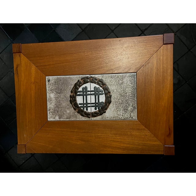 Danish Teak End Table With Ceramic Center - Denmark For Sale In Saint Louis - Image 6 of 7