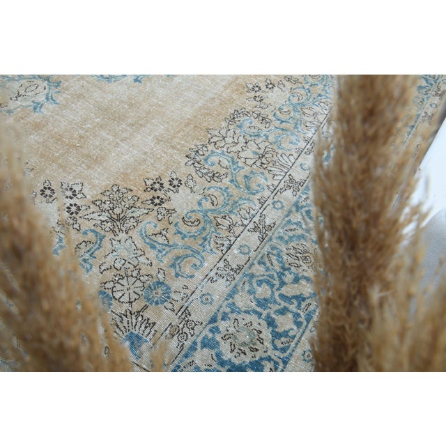 1970s Vintage Persian Handmade Wool Cotton Blue Area Rug For Sale - Image 11 of 11