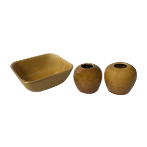 Vintage Swedish Miniature Ceramics Set in Ochre Yellow Glaze, 1960s, Set of 3