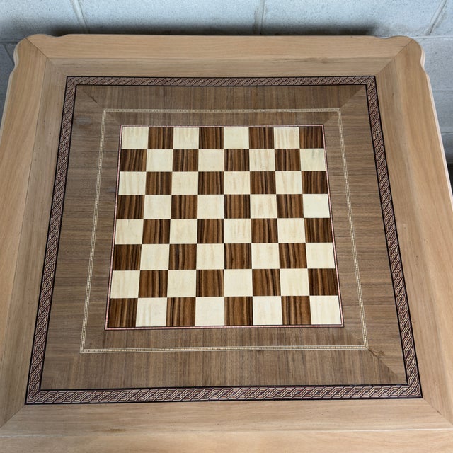 Wood Vintage Light Wood Inlaid Game Table For Sale - Image 7 of 12