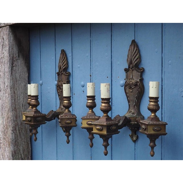 Vintage Rococo Revival Italian 3-Arm Wall Sconces, 1940s, Set of 2 For Sale - Image 13 of 15