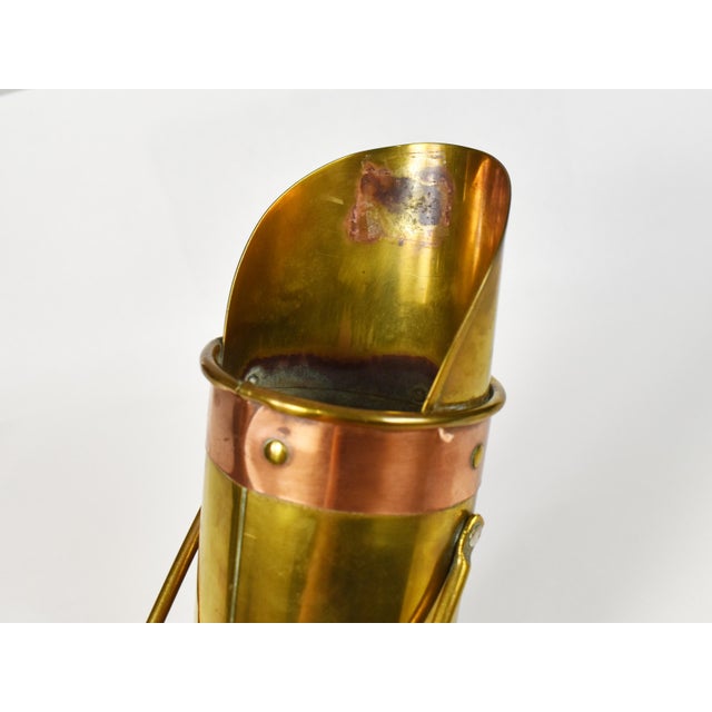 Vintage Copper Brass Coal Ash Scuttle Hod Bucket Scoop With Match