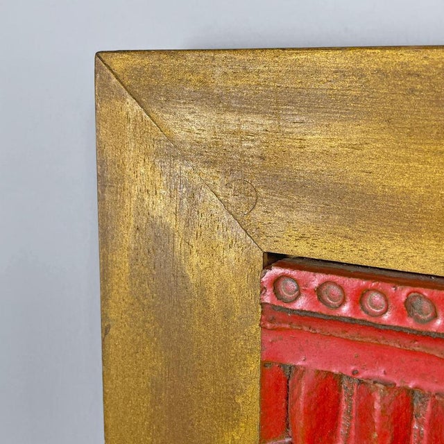 Wood After Carlos Carlè, Argentine Modern Sculpture Painting, 1974, Red Ceramic & Gilt Wood For Sale - Image 7 of 18