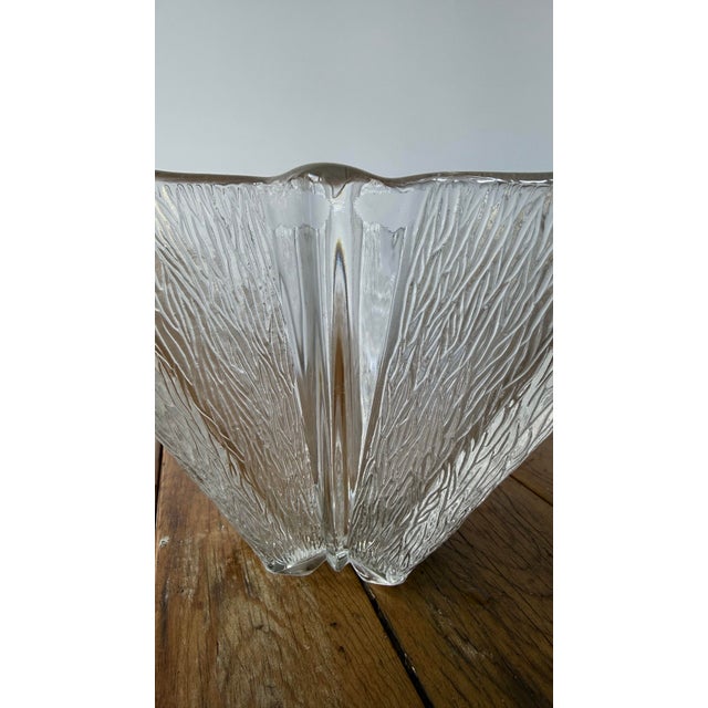 Make a striking geometric statement with this exceptional vintage mid-century clear art glass centerpiece bowl, produced...