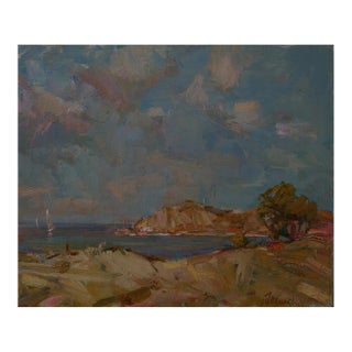 1960s Mountain Landscape Oil Painting Original Soviet Art Ukrainian Artist Gudzikevich 50-60 For Sale
