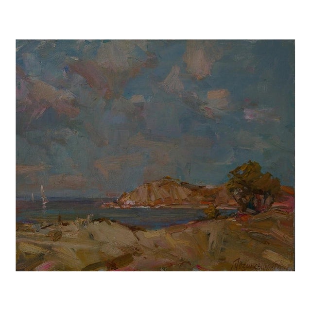 1960s Mountain Landscape Oil Painting Original Soviet Art Ukrainian Artist Gudzikevich 50-60 For Sale